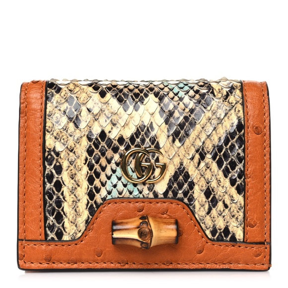 GUCCI  Snakeskin Ostrich Diana Card Case - Picture 1 of 4